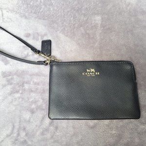 Coach Navy Blue Leather Wristlet